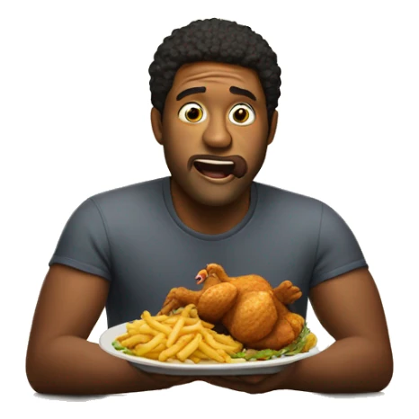 man eating fried chiken sticker