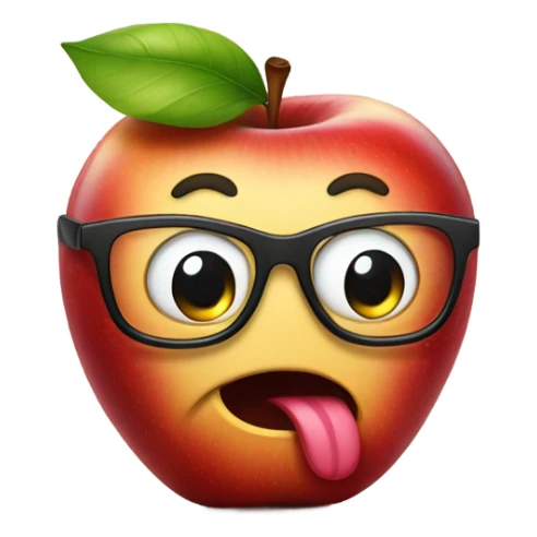 A apple with glasses snd tongue out sticker