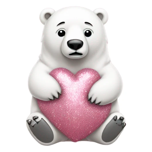 Rose pink full body polar bear sitting down with glitter sticker