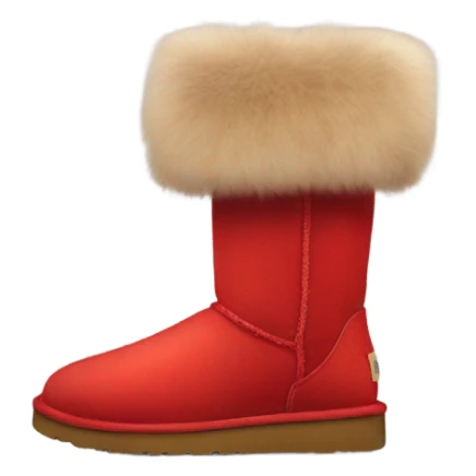Pair of Womens valentines day themed Red Ugg Fur Boots isolated.  sticker