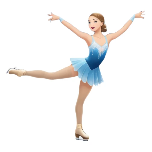 An icon featuring a graceful figure skater performing a flawless routine on an ice rink. The background shows a grand arena, Madison Square Garden, filled with spectators. Snowflakes and spotlights add to the elegance and beauty of the performance. Transparent background. sticker