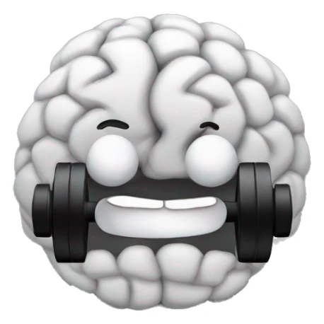 A black dumbbell with a brain on either side instead of weights sticker