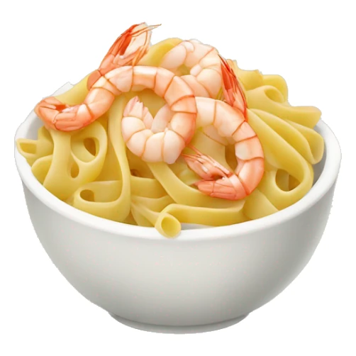 a bowl of pasta with cream and shrimps sticker