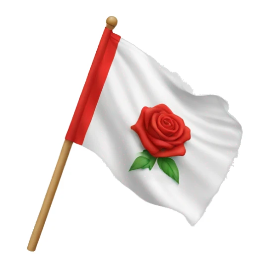 emoji white flag with red rose on the center sticker