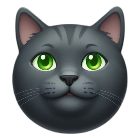 happy dark grey fat cat with green eyes sticker