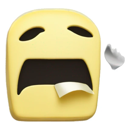 Butter without eyes and mouth is on a plate. There is a knife and fork nearby sticker