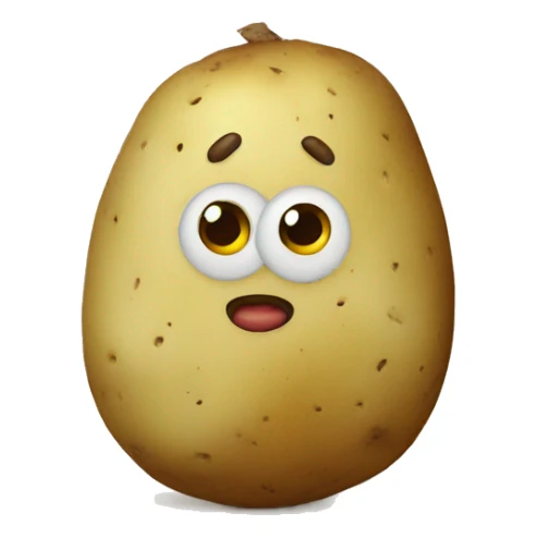 A potato with  eyes and mouth sticker
