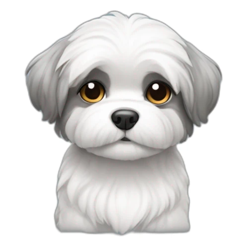 Perro shitzu color blanco y gris sticker