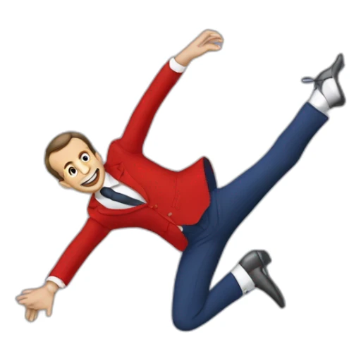 Macron qui fait une retourné acrobatique sticker