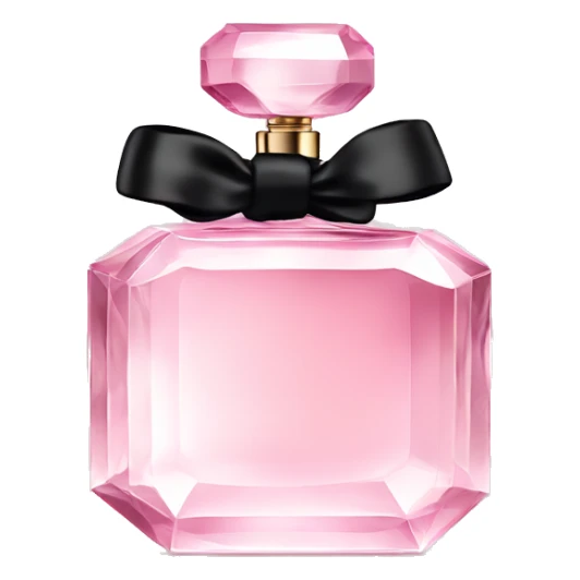 light pink crystal perfume bottle with black ribbon display sticker
