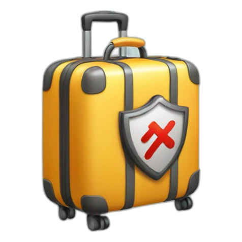 travel luggage with shield with a tick mark sticker