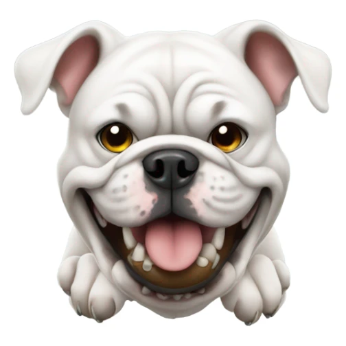 White bulldog with football sticker