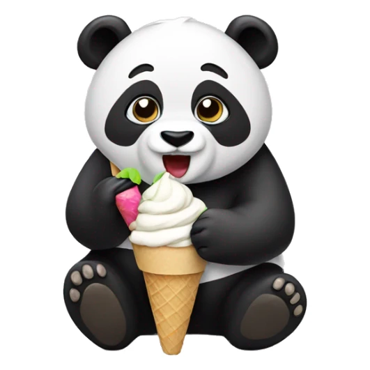 Panda eating ice cream sticker