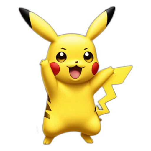 Pikachu qui danse dans un lit avec un evolie sticker