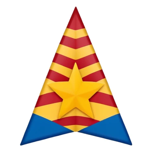 minimalistic Catalonian estelada flag emoji focusing on blue triangle, white star, alternating red and yellow stripes sticker