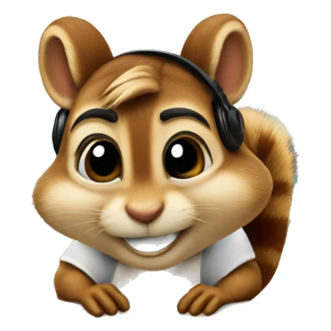 A chipmunk in front of a dj desk sticker
