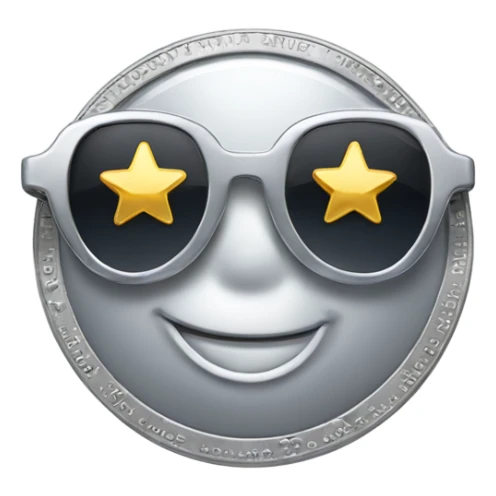 Silver Dollar Smiling with Star sunglasses  sticker