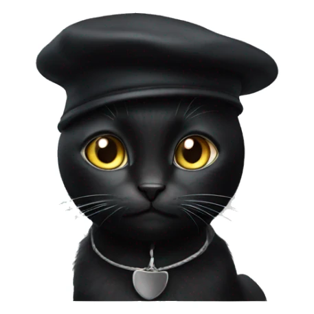 Black cat with black and white beret sticker