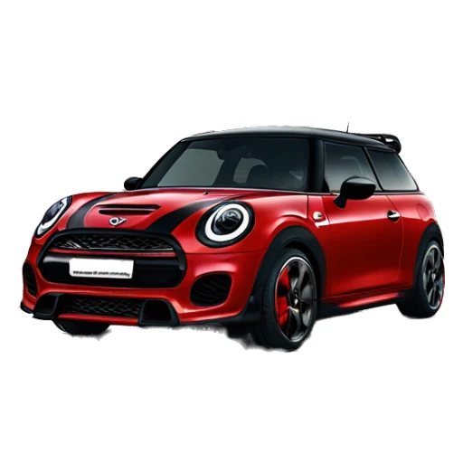 Red mini cooper John Cooper works edition with black rims sticker