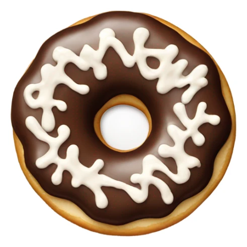 The donut is covered in chocolate and has a white chocolate pattern on top. sticker