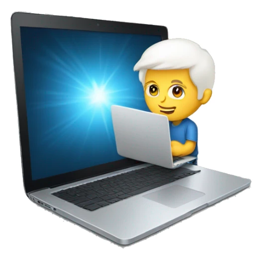 white boy with laptop and energy sticker