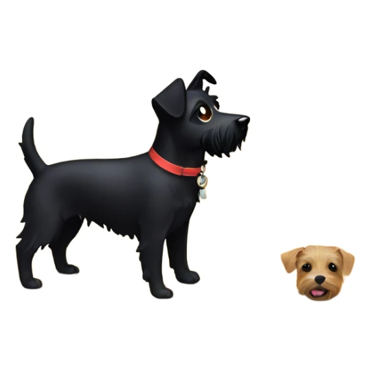 sun set in the beach with black terrier dog sticker