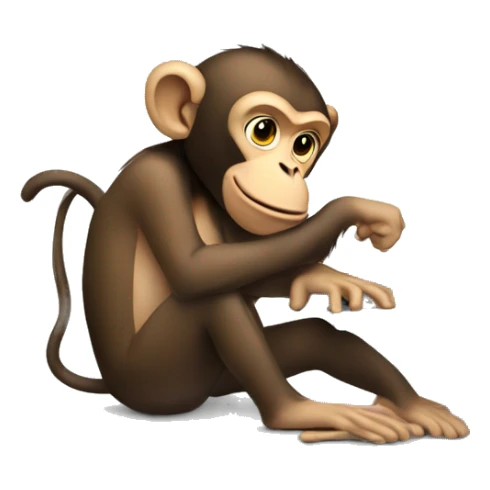 A monkey at a computer with a lot of money around him sticker
