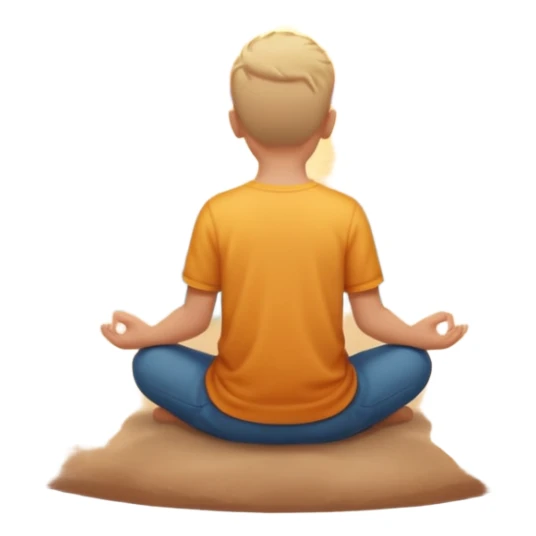 Tiny emoji-style man sitting alone from behind, hands on the ground for support, watching sunset, warm soft sky, minimal and peaceful.” 🌇 sticker