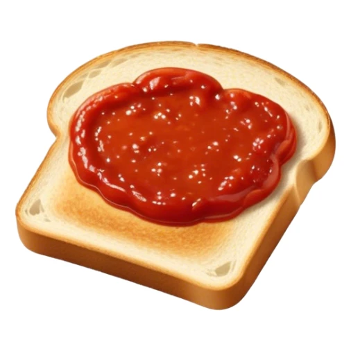 slice of bread with with a line  of tomatoe sauce on top sticker