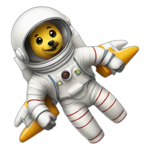 a minnesota loon with an astronaut uniform riding a rocketship sticker