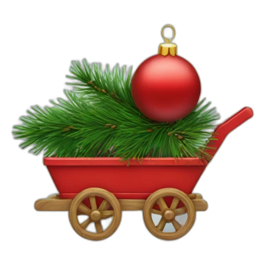 Red wagon with Christmas pine in the back sticker