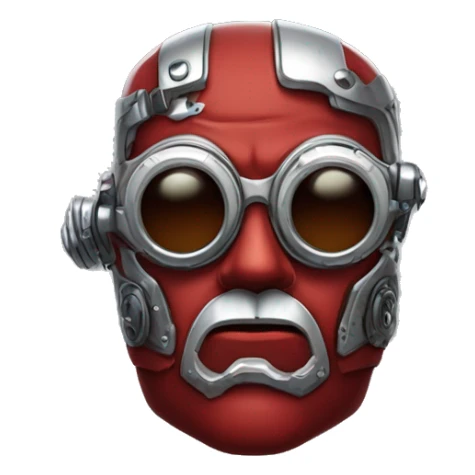 Red skin male cyborg head with white goatee and silver steampunk goggles sticker