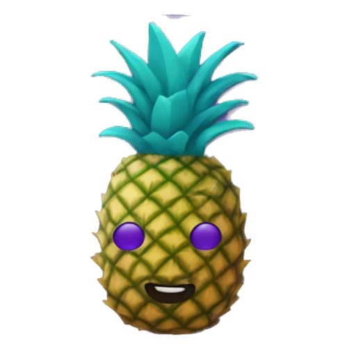 teal pineapple on top of a purple seal sticker