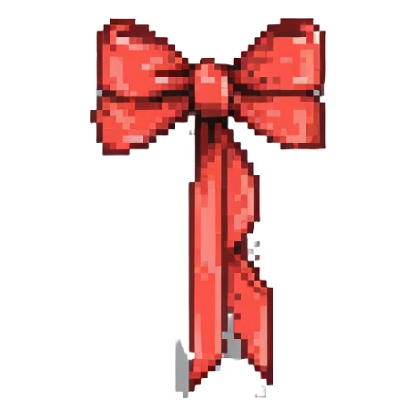 red ribbon bow with a knot pixel art sticker