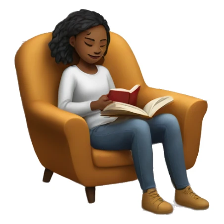 girl reading a book in cozy chair  sticker