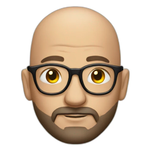 Tattooed bald man with beard and glasses sticker