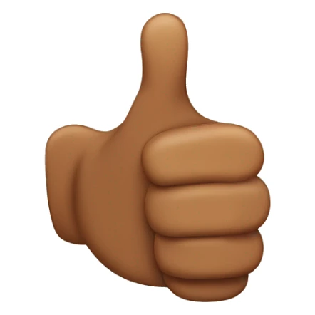a thumbs up but sideways, the thumb is pointing to the left, brown skin sticker