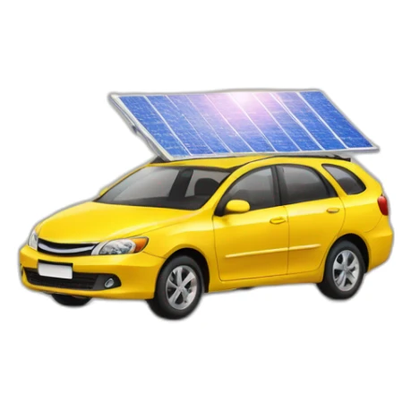 Voiture avec un panneau solaire sticker