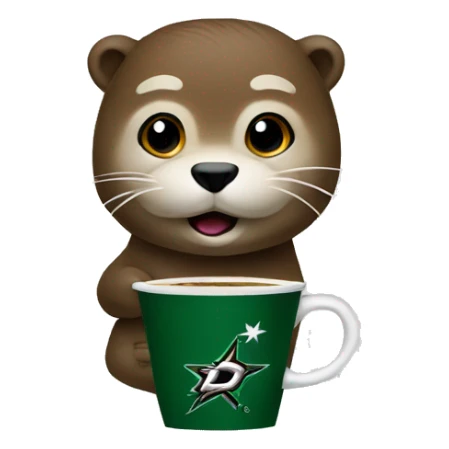 Dallas Stars otter with a coffee sticker