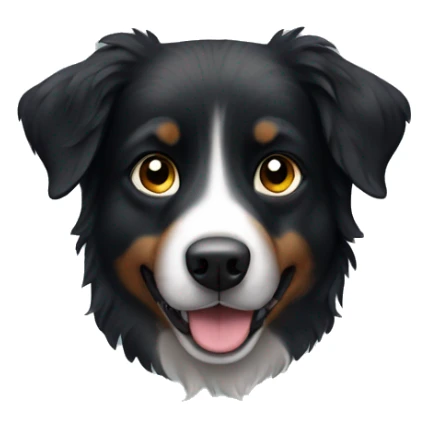 Small black australian shepherd dog with dark muzzel sticker