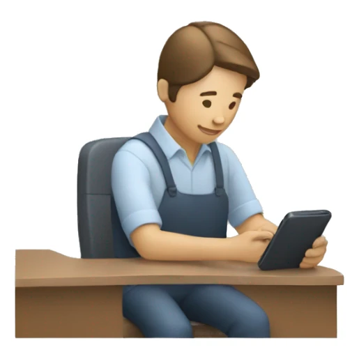person working on mobile phone sticker