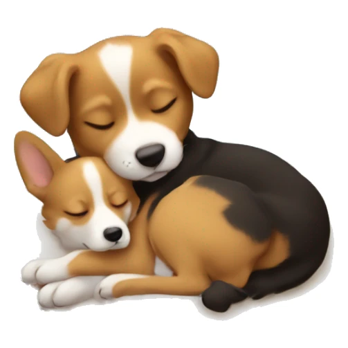 Dark golden Boy sleeping with corgi puppy in Arms  sticker