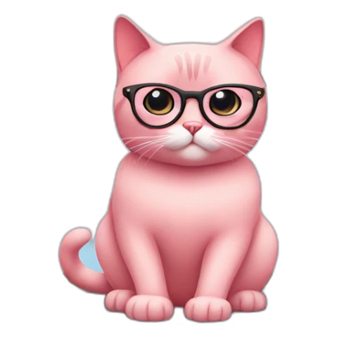 pink british cat with glasses and the laptop sticker