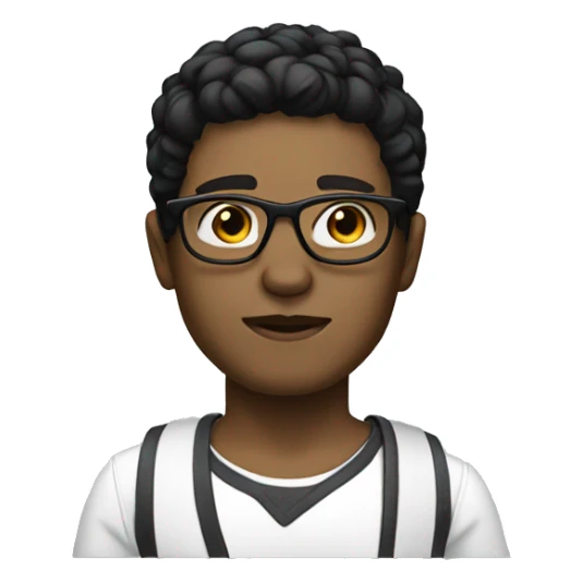 person white skin black cut hair and glases sticker