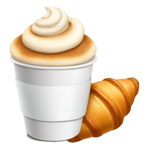 Disposable cup with cappuccino and croissant sticker