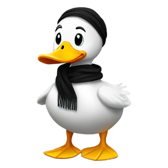 Happy duck that crossed the road and is black. Wearing a scarf sticker