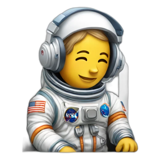 astronaut on laptop with headphones sticker