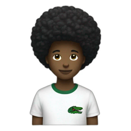 Coupe noir afro avec un t-shirt Lacoste  sticker