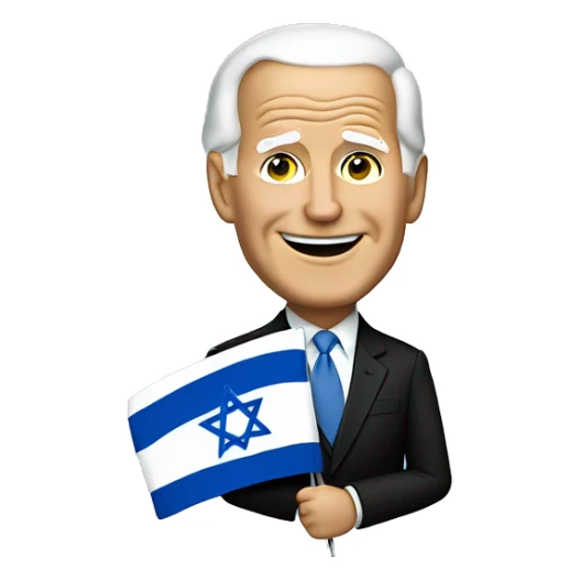 Joe Biden holding Israeli flag  sticker