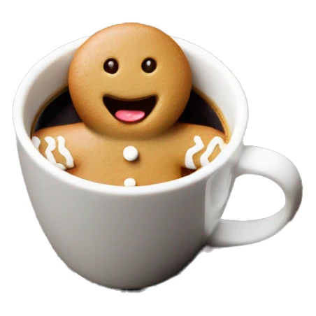 Gingerbread man sitting in white cup of coffee sticker